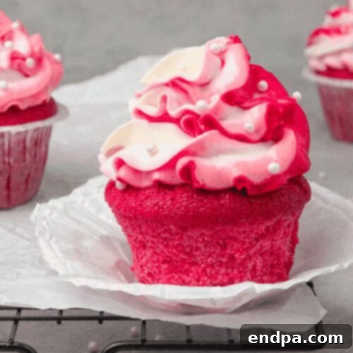 Sweet Valentines Cupcake Creations 10 Pink cupcakes with marble cream cheese frosting.
