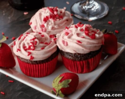 Sweet Valentines Cupcake Creations 21 Chocolate Red Wine Cupcakes from a box cake mix.