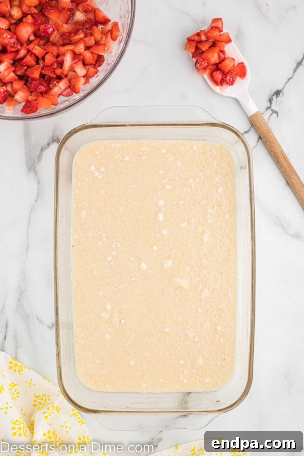 Pour batter into baking dish