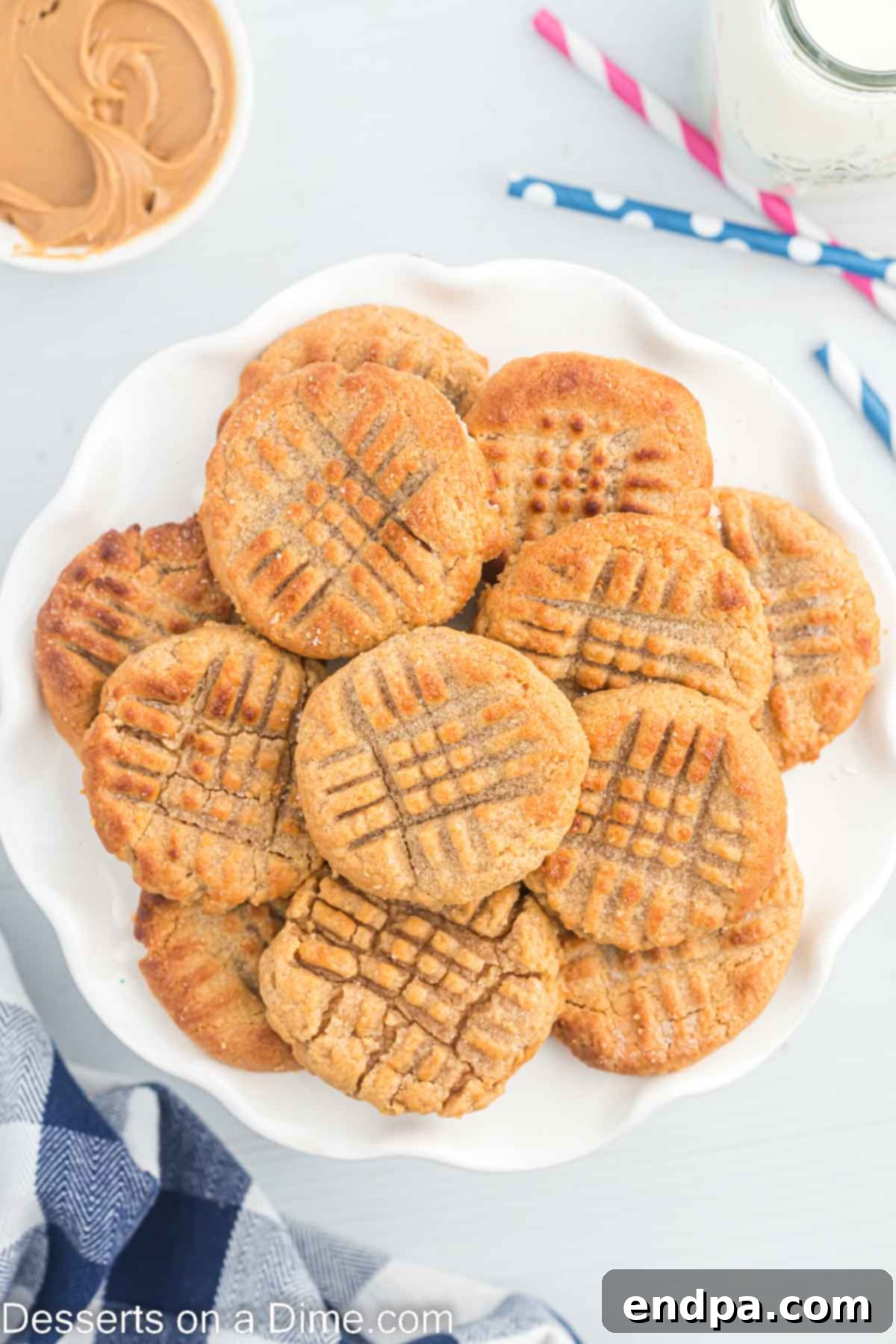 Air Fryer Peanut Butter cookies on a plate. 