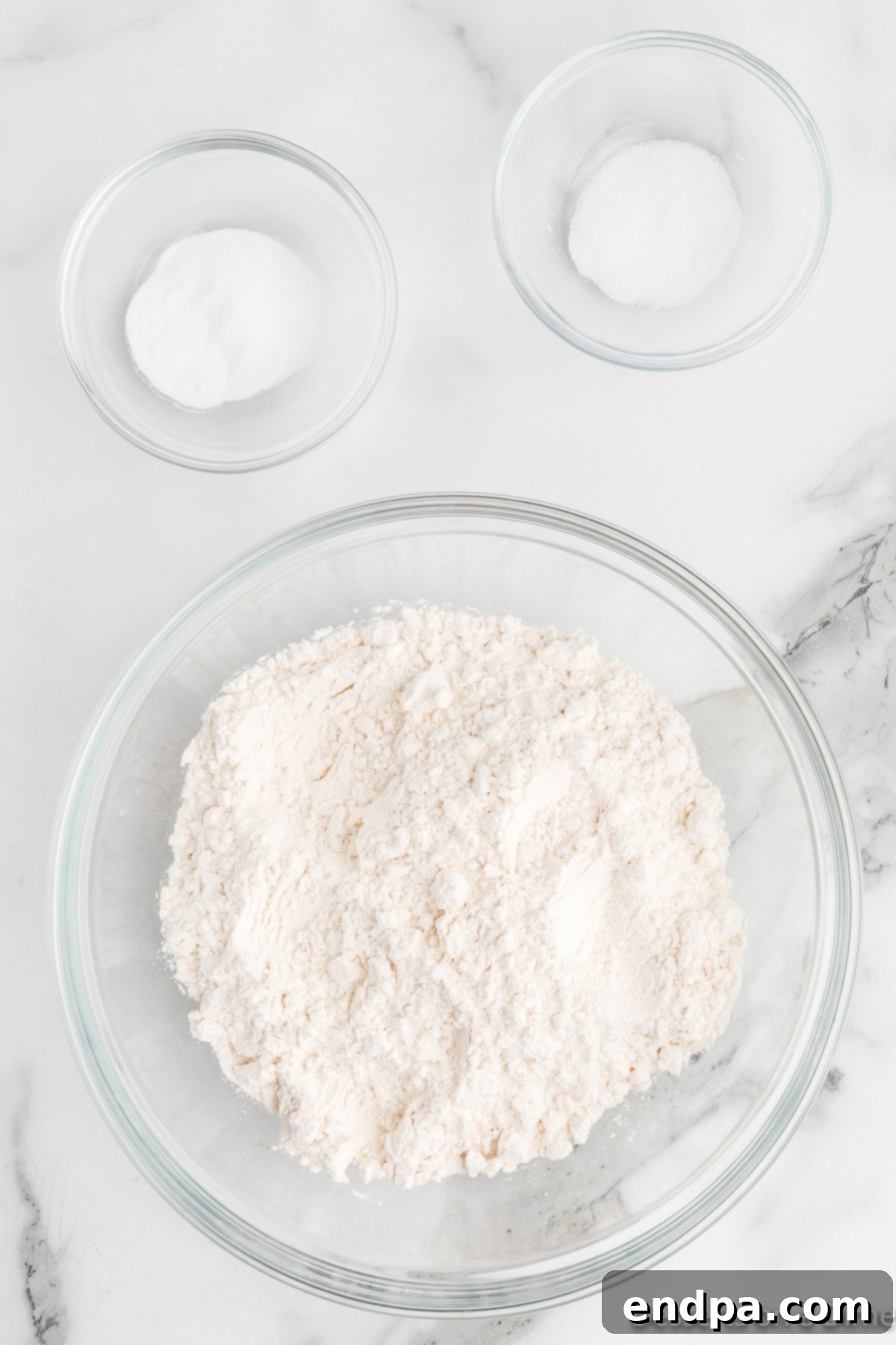 Separate bowl with dry ingredients. 