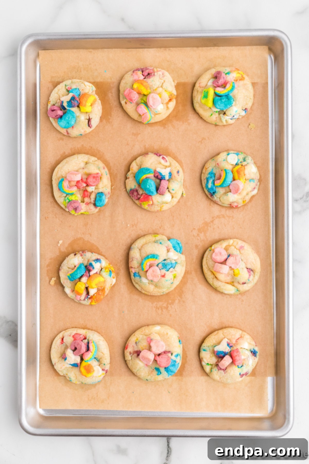Cookies cooling on baking sheet. 