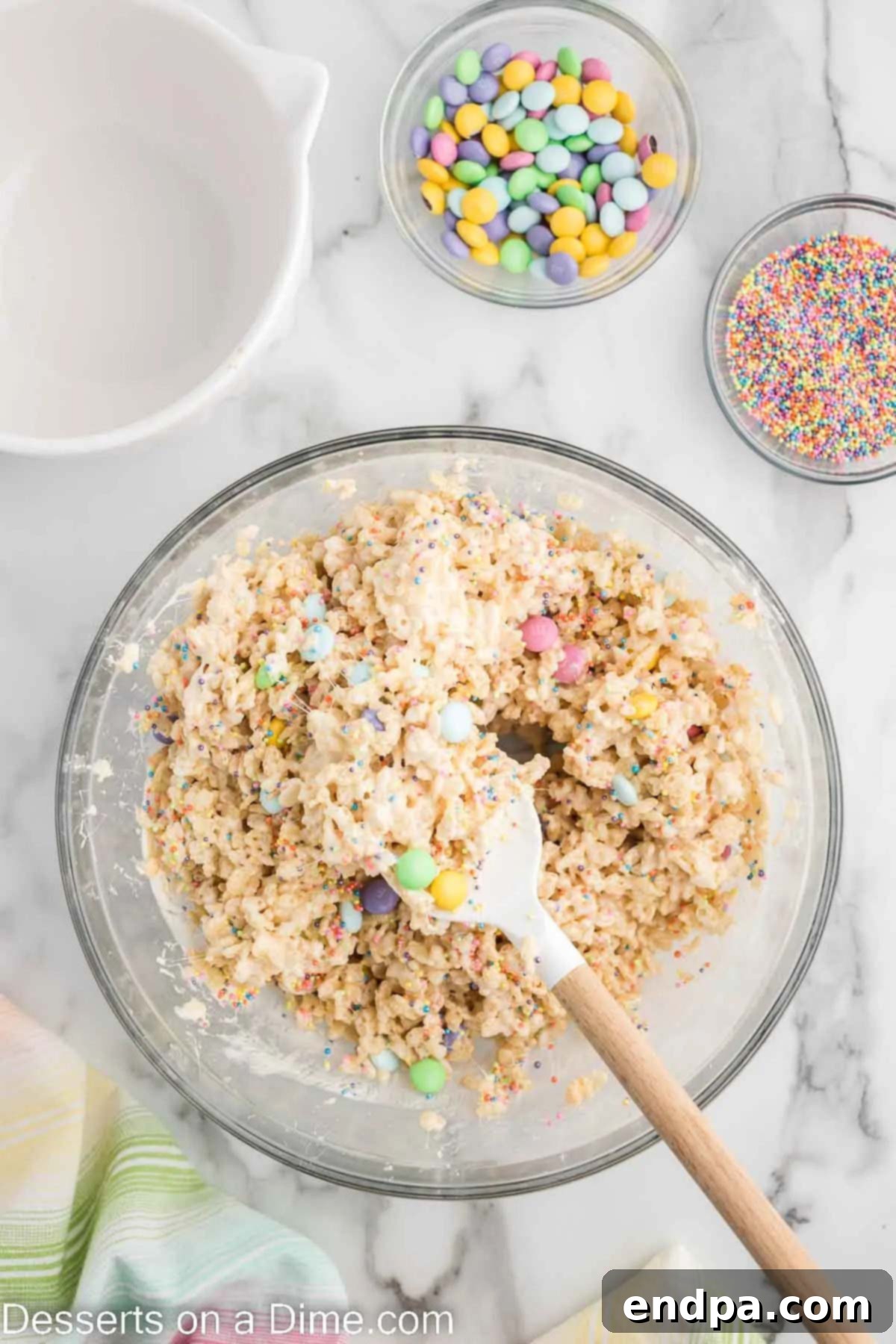 Springtime Krispie Delights 5 Rice Krispie cereal added to the marshmallow mixture.