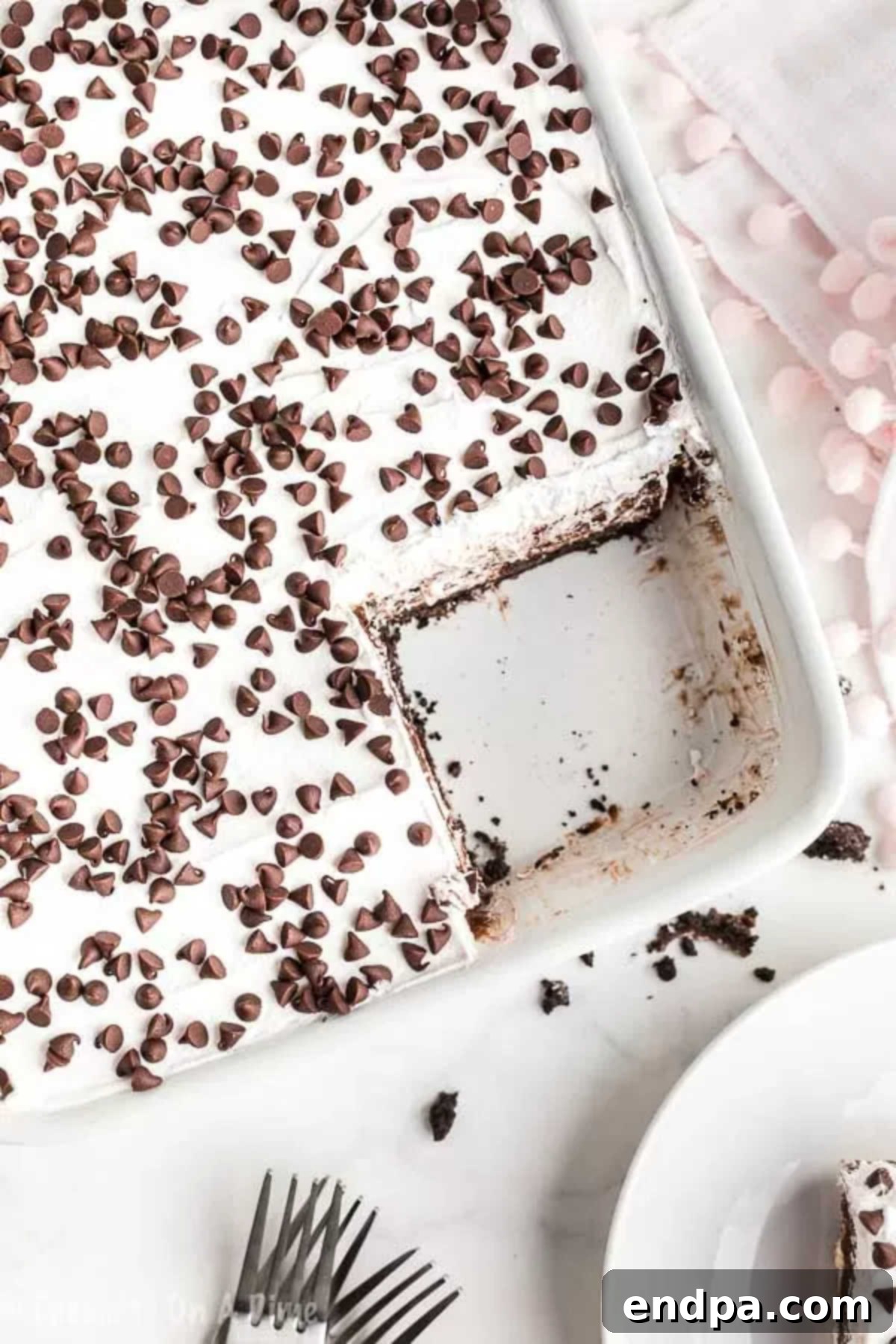 Chocolate chips sprinkled on top of whipped cream.