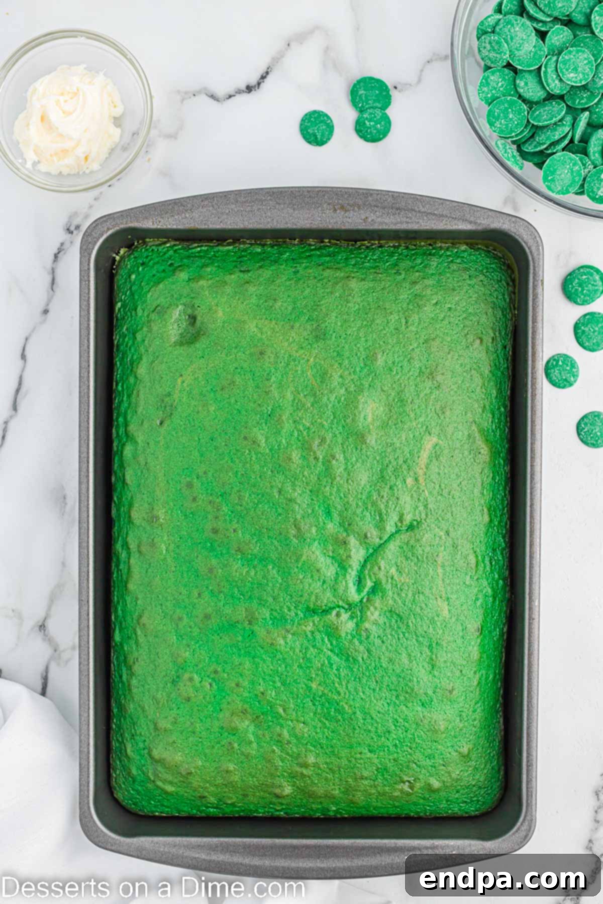 Lucky St Patricks Day Cake Pops 4 Cake baked and cooling in pan.