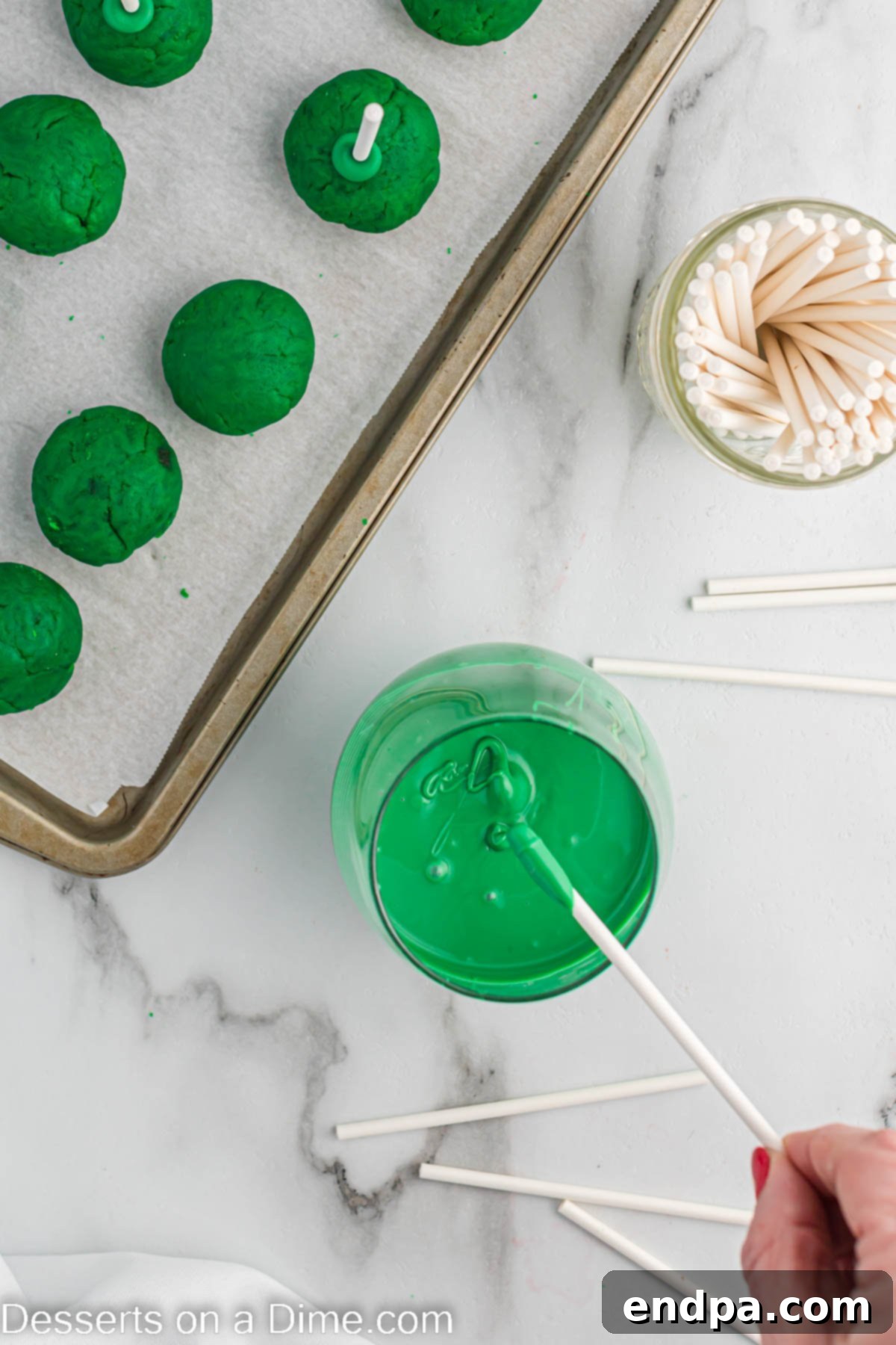Lucky St Patricks Day Cake Pops 6 Cake pop stick dipped into melted candy.