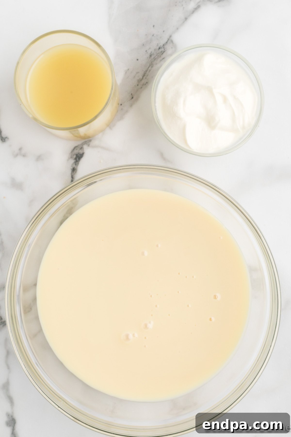 Foolproof Tangy Key Lime Pie 7 Filling combined in bowl.