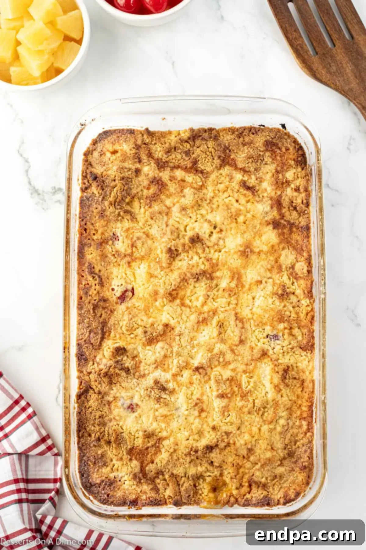 Effortless Pineapple Upside Down Delight 9 Pineapple Cake cooling in pan and ready to bake.