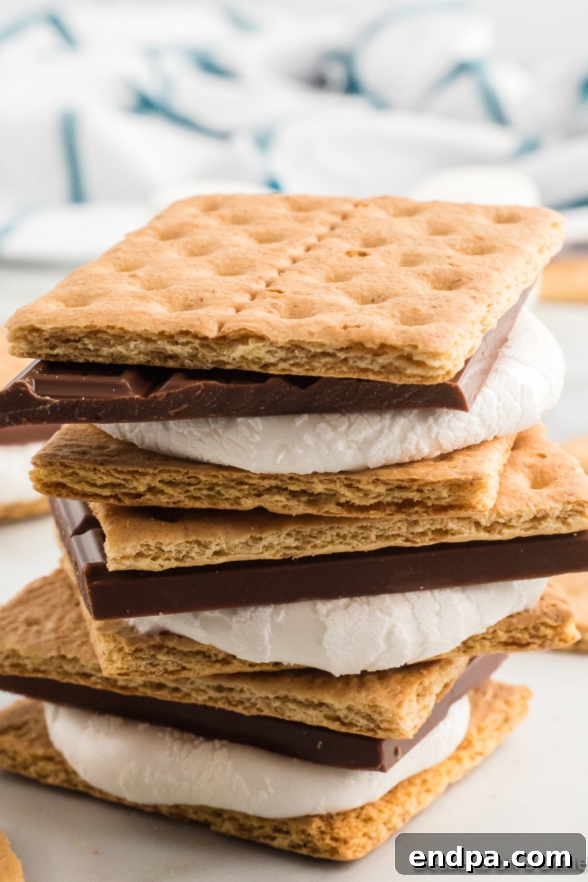 Stacked Air Fryer S'mores, showcasing the gooey marshmallow and melted chocolate.
