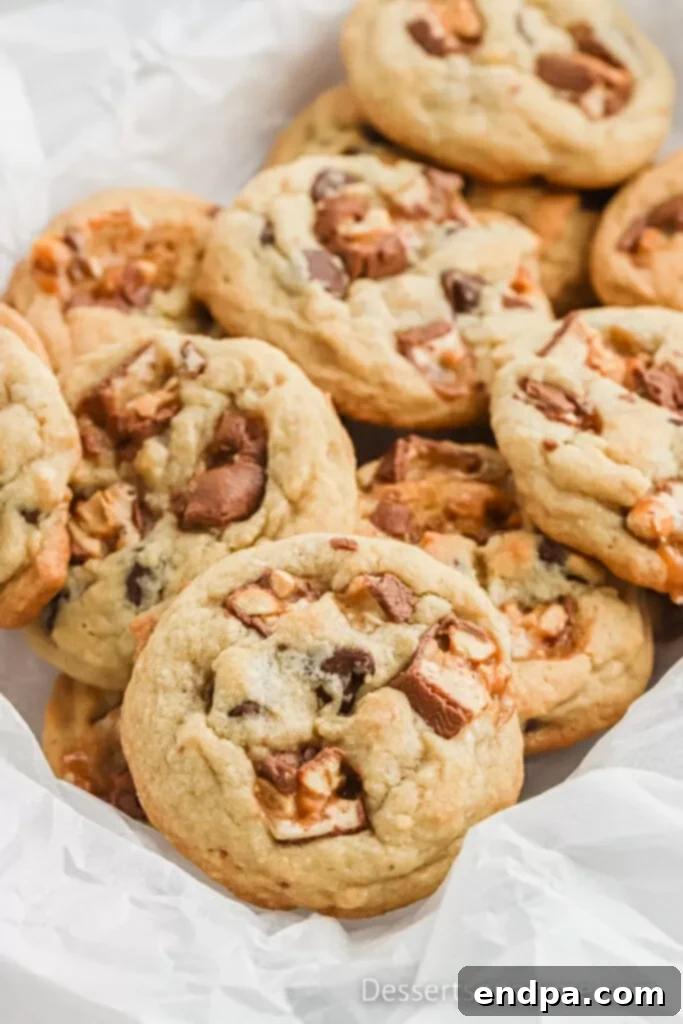 Ultimate Snickers Cookies 10 Snickers Cookies stacked