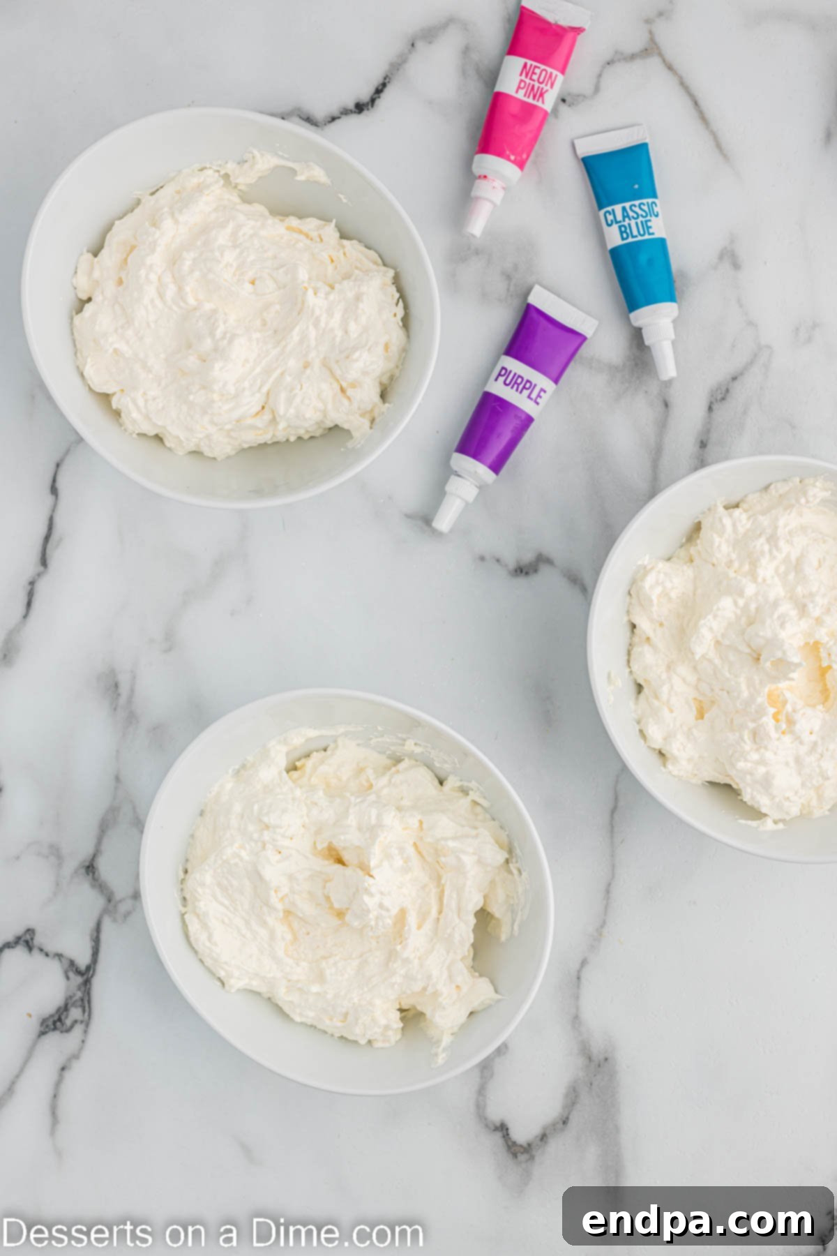 Dip divided into 3 separate bowls. 