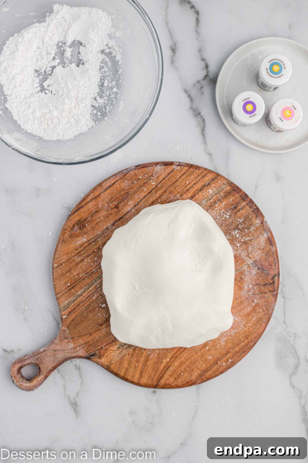 Foolproof Marshmallow Fondant 6 Fondant dough after being kneaded, showing a smooth and consistent texture.