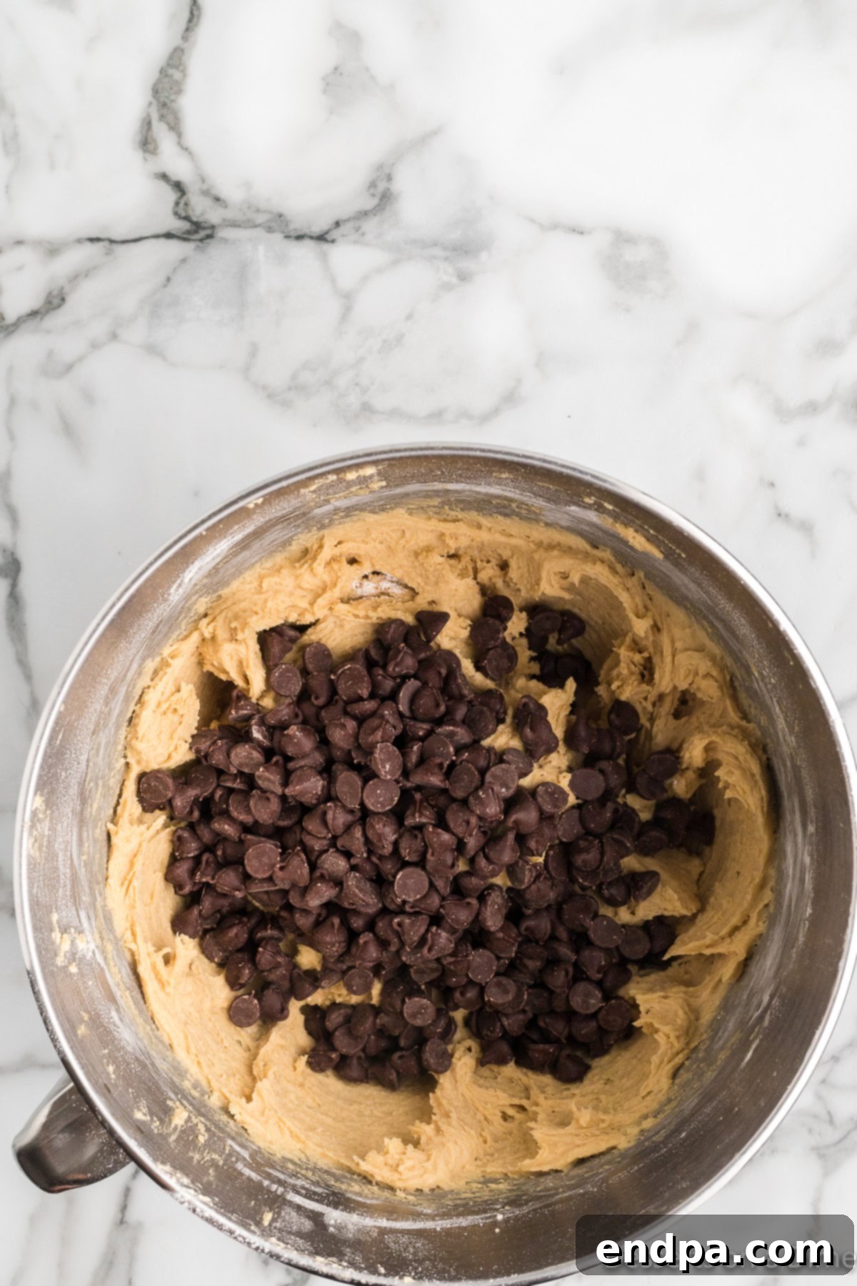 Semi-sweet chocolate chips folded into the prepared cookie batter.