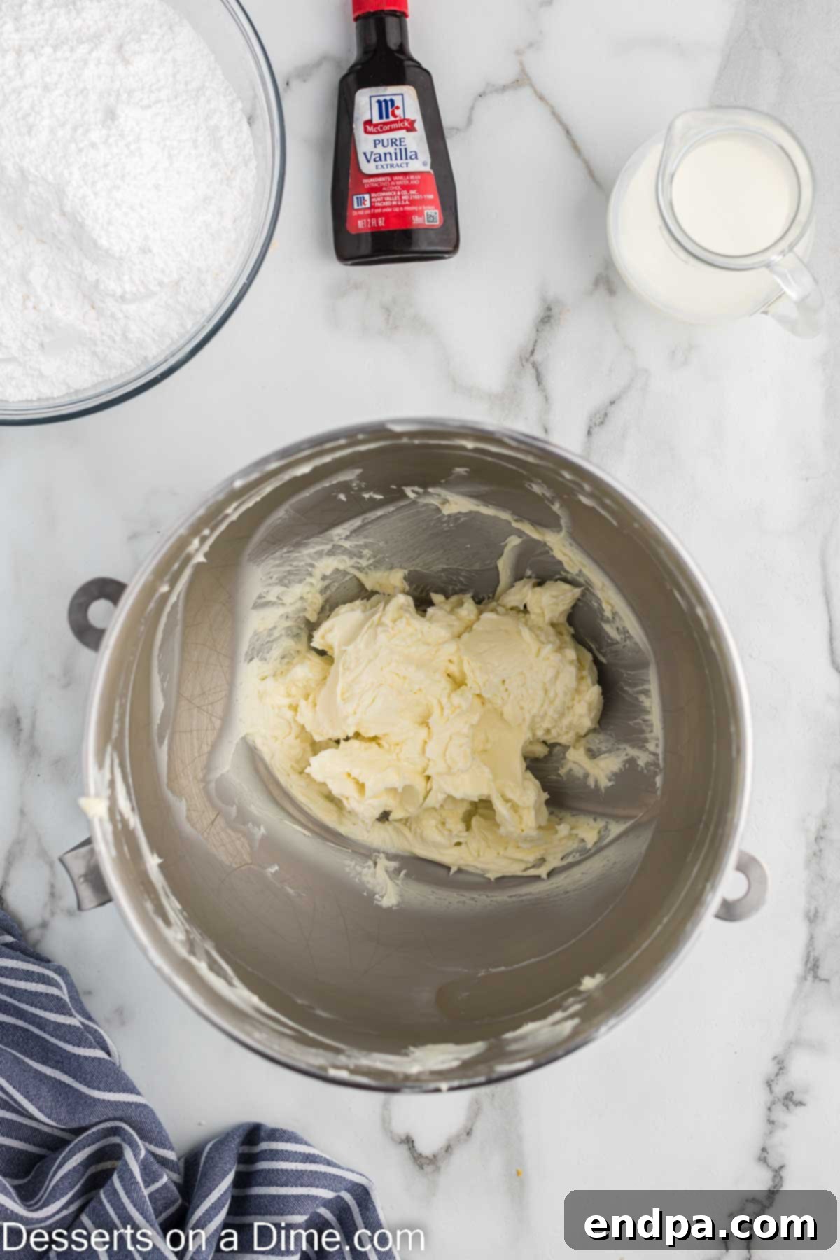 Cookies and Cream Cupcake Heaven 12 Softened butter in a mixing bowl, ready for frosting preparation.