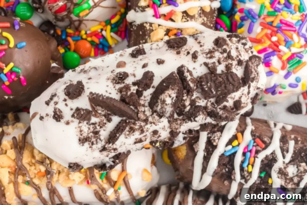 Decadent Chocolate Dipped Twinkies 2 A beautifully arranged platter of chocolate covered Twinkies, some with colorful sprinkles, others with elegant chocolate drizzles.