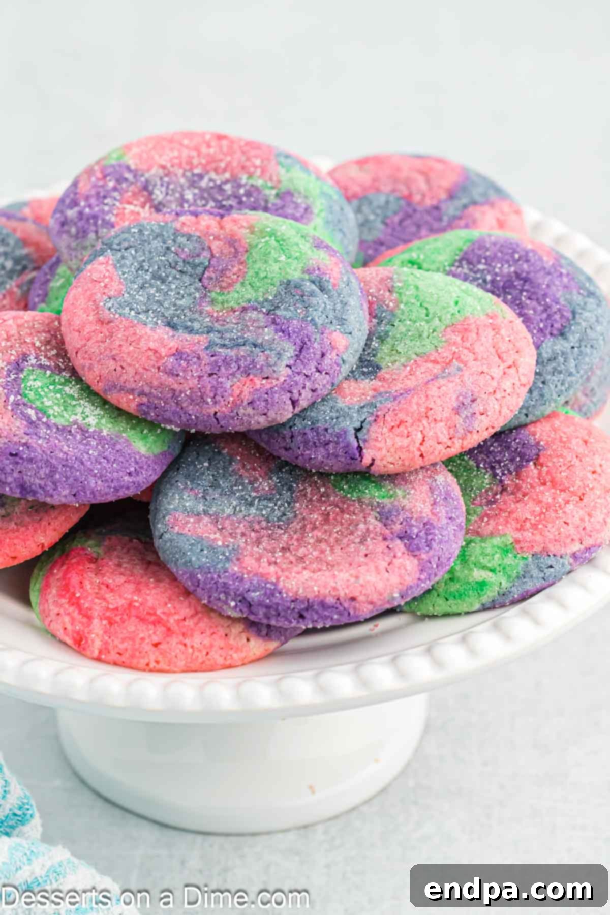 Enchanted Unicorn Treats 13 A beautiful platter of vibrant unicorn sugar cookies, ready for serving.