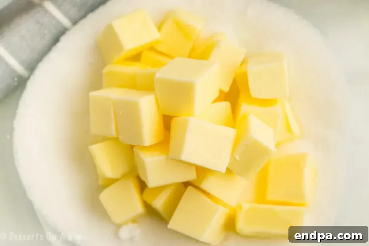 Effortless 3 Ingredient Sugar Cookies 2 Bowl of cubed butter.