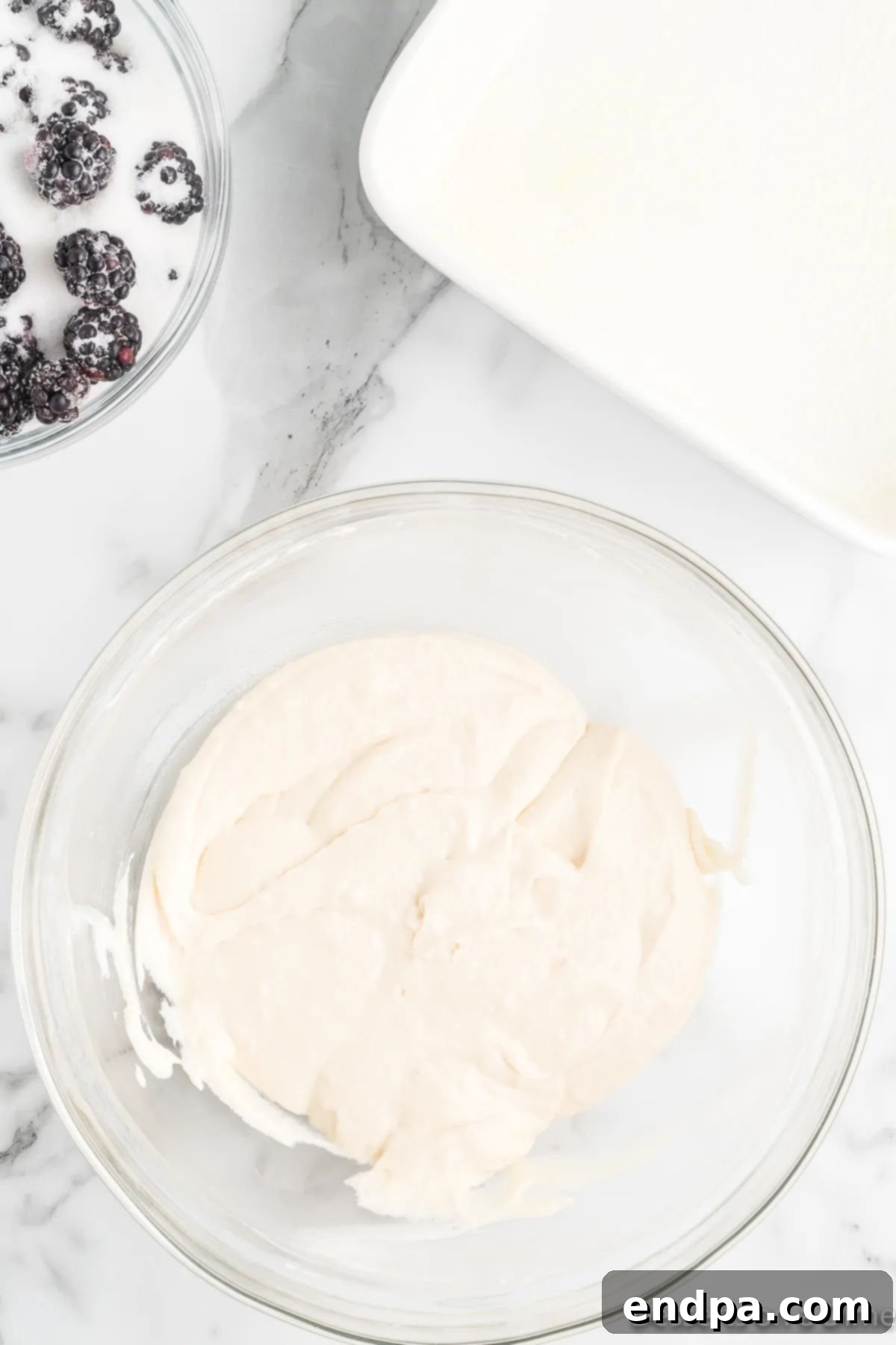 Melted butter added to dry ingredients. 