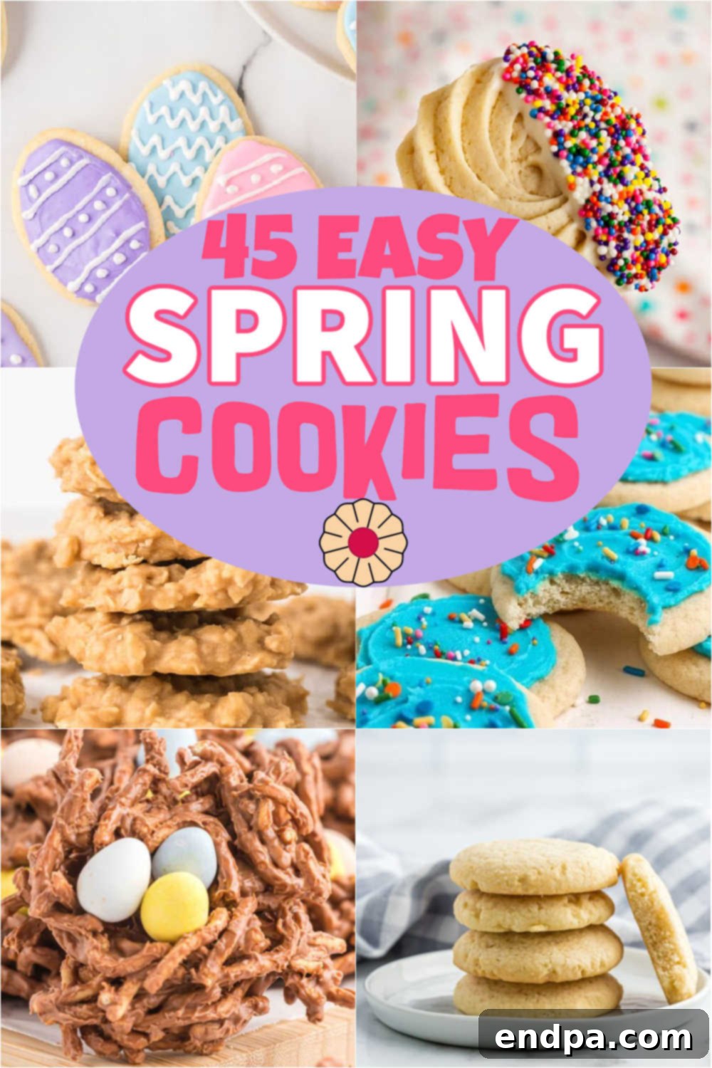 45 Delightful Spring Cookie Ideas 2 A vibrant display of various colorful spring cookies, perfect for any spring celebration. The image showcases the bright and cheerful nature of easy spring cookie recipes, inviting bakers of all levels to create delicious treats.