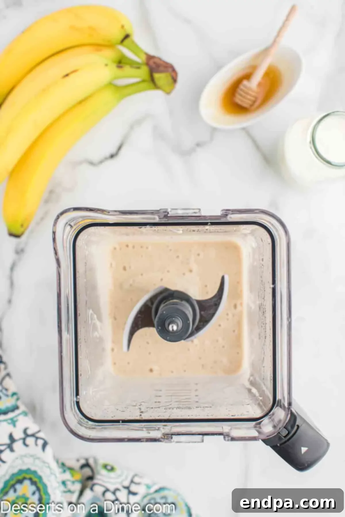 Frozen Banana Delights 4 Ingredients in blender for popsicles.