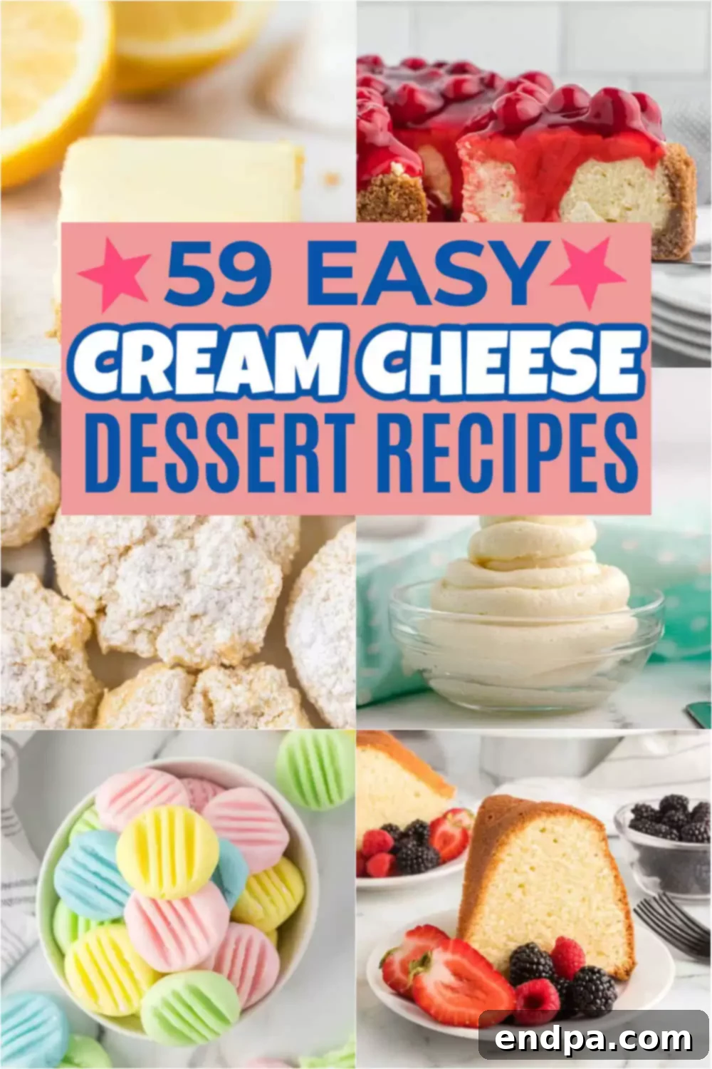 Creamy No-Bake Cheesecake Delights 2 The Best Cream Cheese Desserts that are quick and easy. 59 easy cream cheese dessert recipes that everyone will love. Whether you are looking for no bake treats or decadent baked goods, these cream cheese desserts will hit the spot. Each easy dessert is absolutely fantastic and perfect for any occasion. #dessertsonadime #creamcheesedesserts #creamcheeserecipes