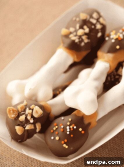 Chocolate caramel turkey legs made with pretzel rods.