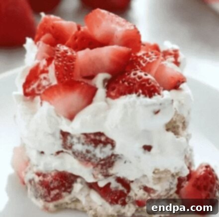 Red White and Blue Cake Masterpieces 5 A tempting slice of Strawberry Icebox Cake with layers of cream, graham crackers, and fresh strawberries.