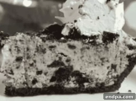 33 Scrumptious Ice Cream Treats 12 A slice of pie with oreo cookies on top.