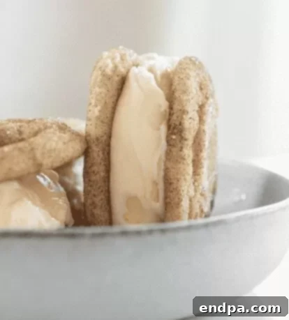 33 Scrumptious Ice Cream Treats 27 Snickerdoodle ice cream sandwiches in a bowl.