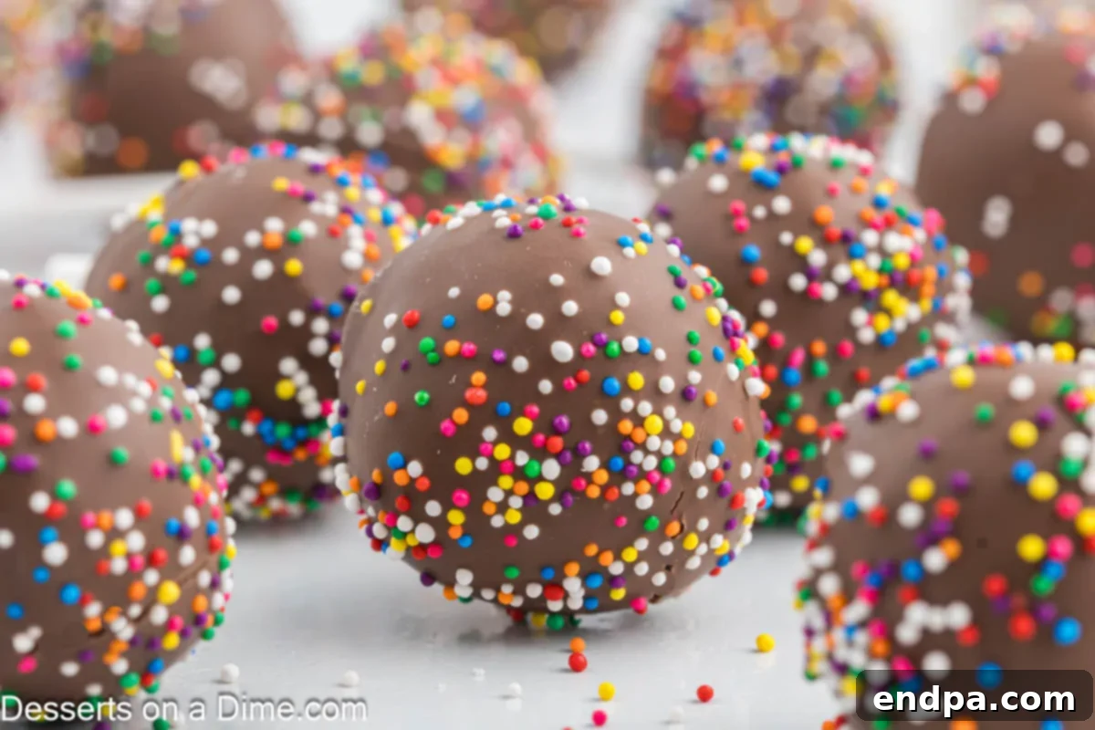 Vibrant cake pops with colorful sprinkles arranged artfully, ready for a celebration.