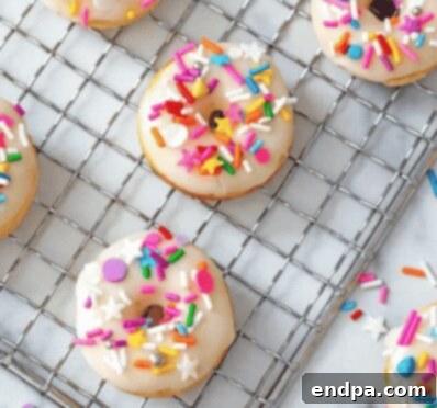 Mini Doughnuts with colorful sprinkles.