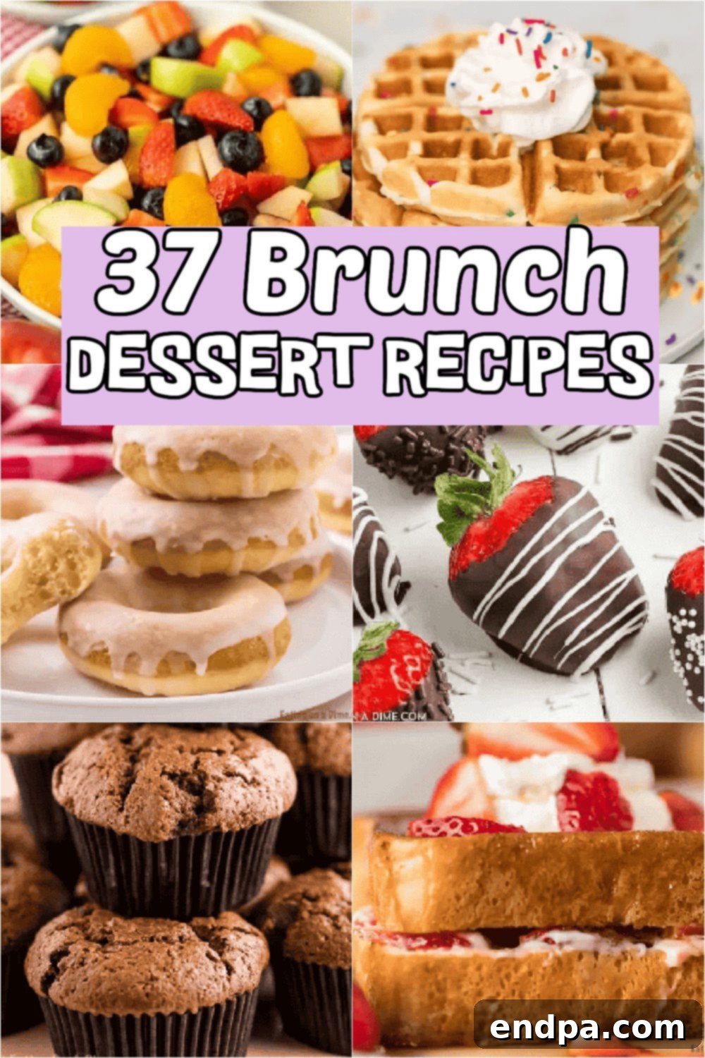 Your family will love these delicious Brunch Dessert recipes. From decadent cinnamon rolls and waffles to muffins and more, there is an idea for every occasion. 37 Brunch Dessert ideas including a wide variety of quick and easy options for bridal showers, birthdays and more. #dessertonadime #brunchdesserts #easybrunchdesserts 