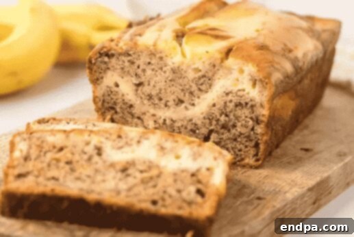 Cream Cheese Banana Bread loaf.