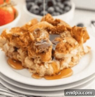 French toast casserole in a baking dish.