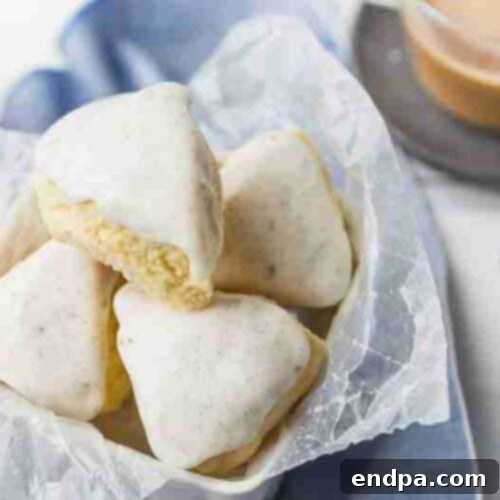 Copycat Starbucks vanilla bean scones with a glaze.