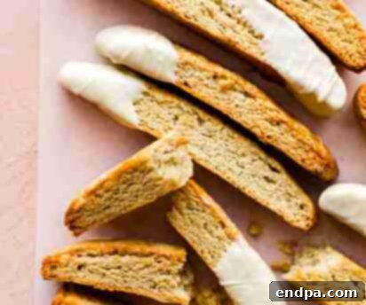 Crispy vanilla bean biscotti, perfect for dipping in coffee.
