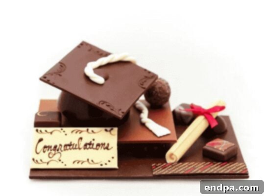 Sweet Success Treats 12 Chocolate cake graduation caps topped with dark chocolate squares and white tassels.