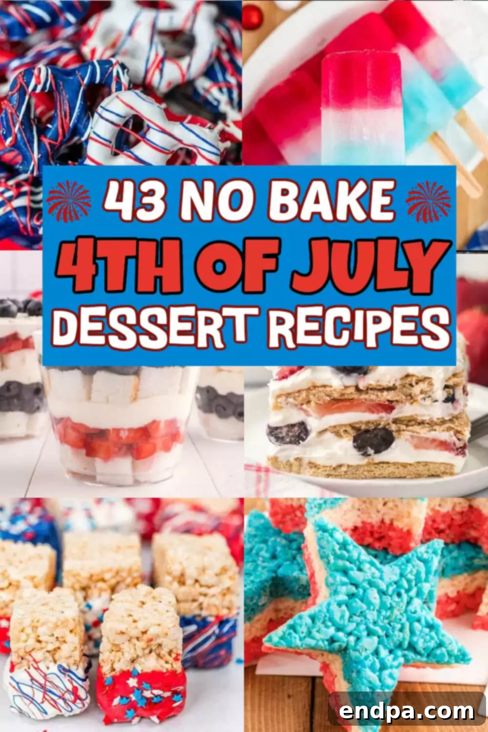 No bake 4th of July Desserts are perfect for patriotic celebrations. 43 no bake desserts for the 4th of July that are cool and convenient. The red, white, and blue desserts can be achieved with just a few colorful ingredients, such as strawberries, blueberries, and whipped cream. These easy-to-make holiday desserts are ideal for summer gatherings.