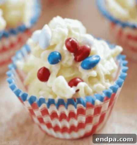 Patriotic Potato Chip Candy with red, white, and blue chocolate coating.