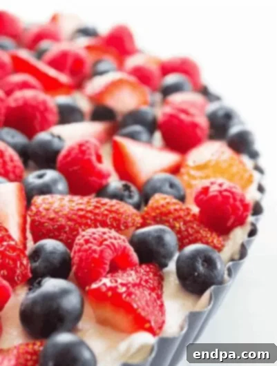 No Bake Fruit Tart with a variety of fresh fruit.