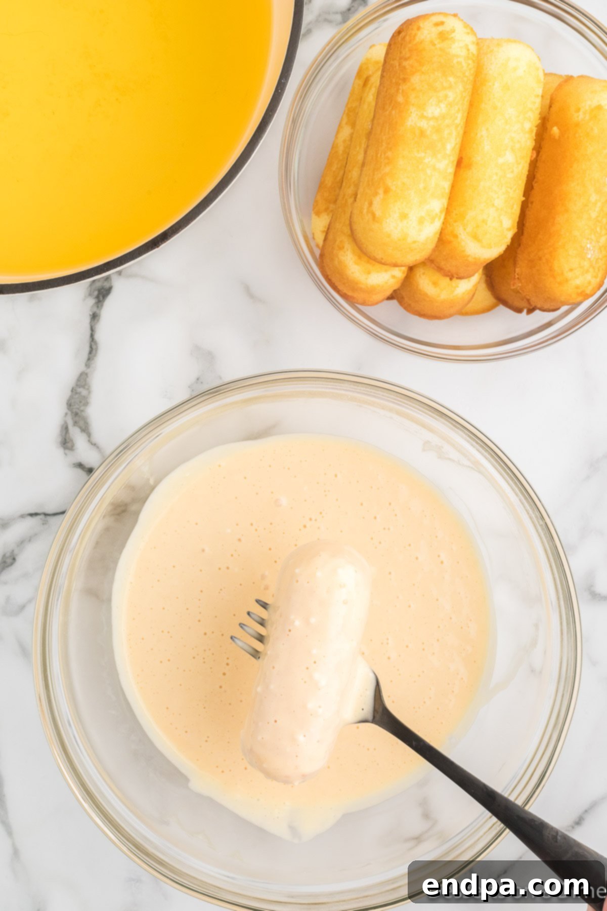 Golden Gooey Goodness 5 Twinkie mixed into batter.