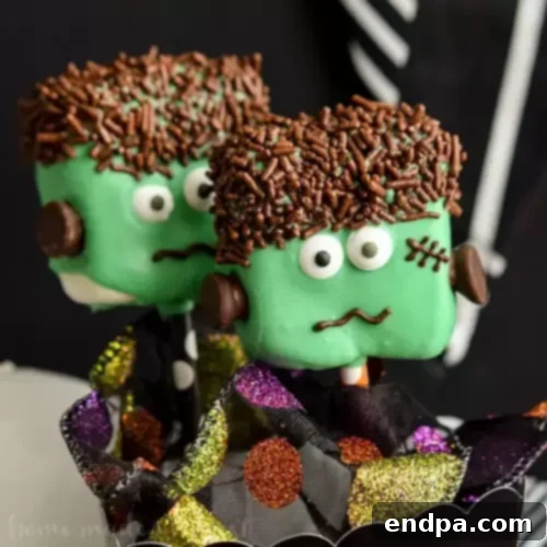 Frankenstein decorated treats.