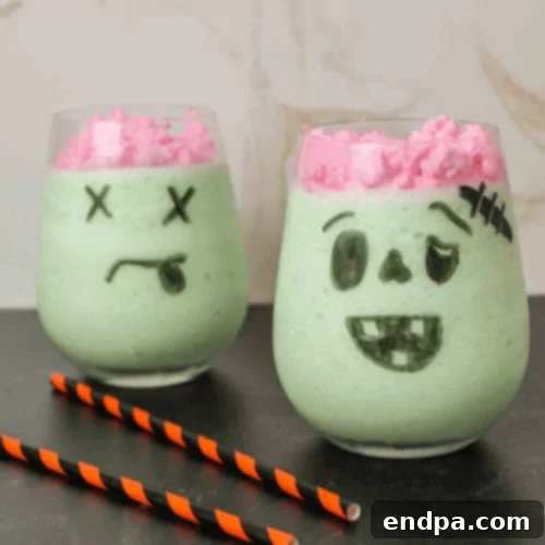 Zombie brain drinks with festive straws.