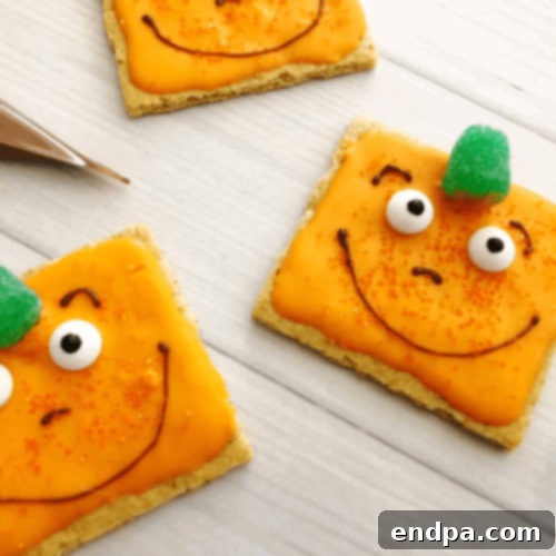 Pop tarts decorated as pumpkins.