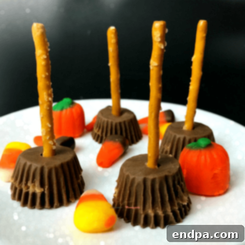Witch broom sticks made out of Reece's cups