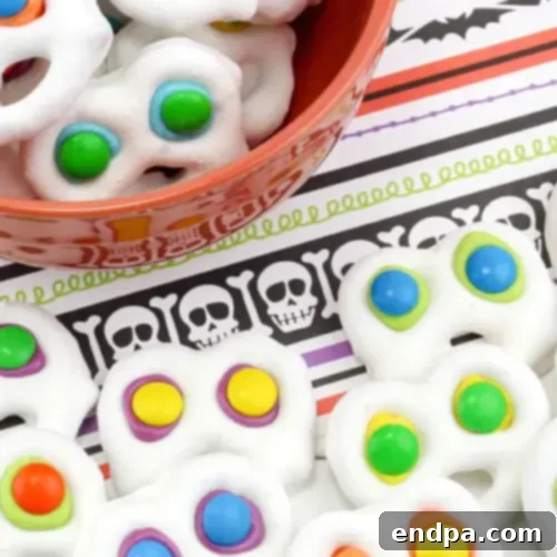 Ghost pretzels decorated and ready to serve.