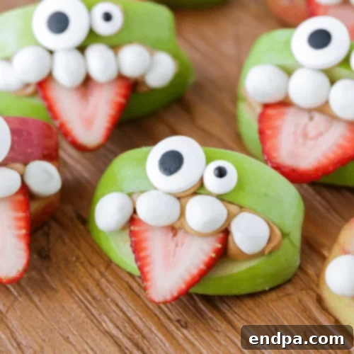 Apple monster teeth ready to enjoy.