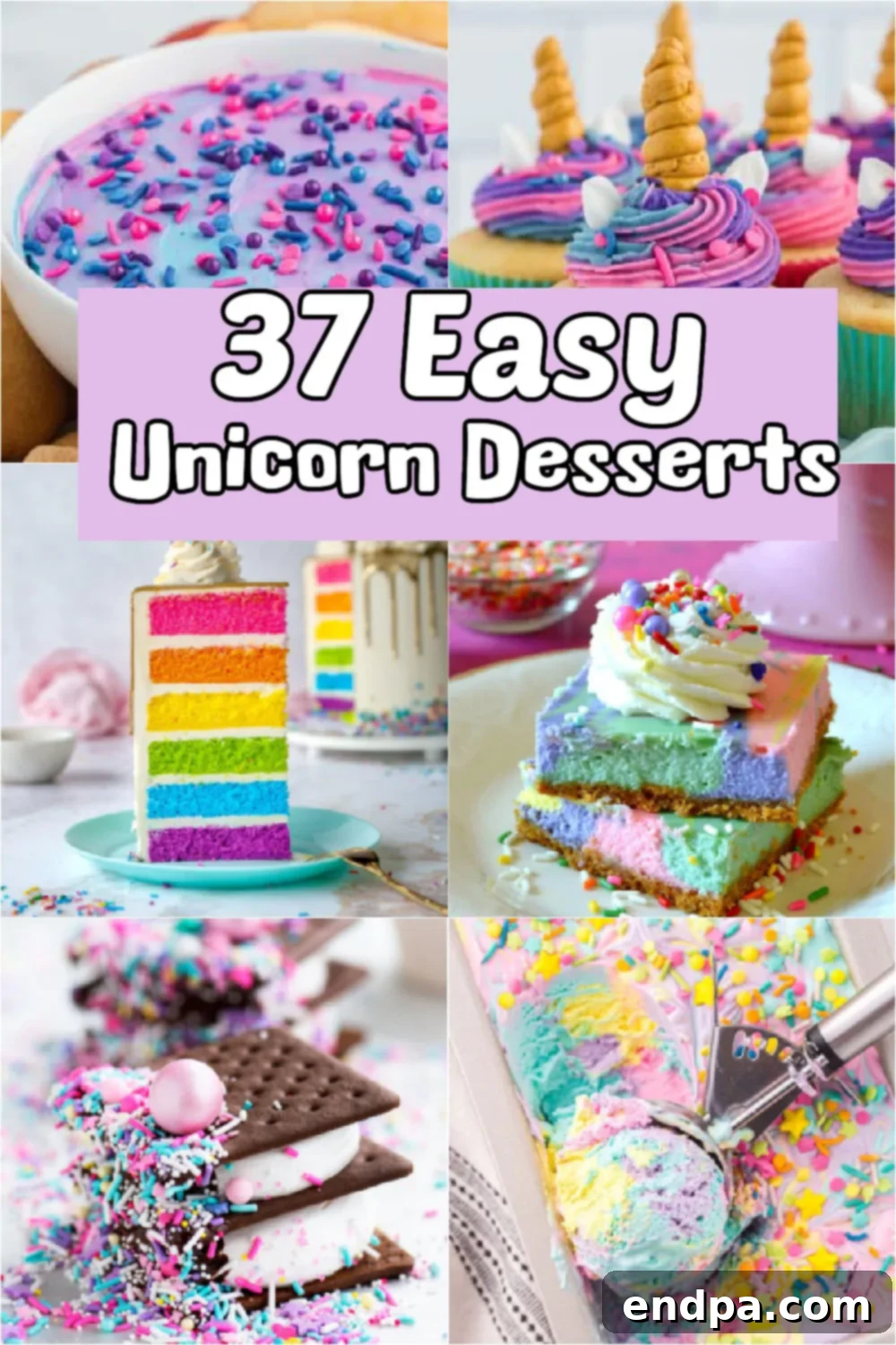 37 Whimsical Unicorn Treats 2 Get ready to have a magical celebration with these 35 unicorn desserts. 37 of the best unicorn desserts including fudge, ice cream, cakes and more for a shimmering and sparkling unicorn party. #dessertsonadime #unicorndesserts
