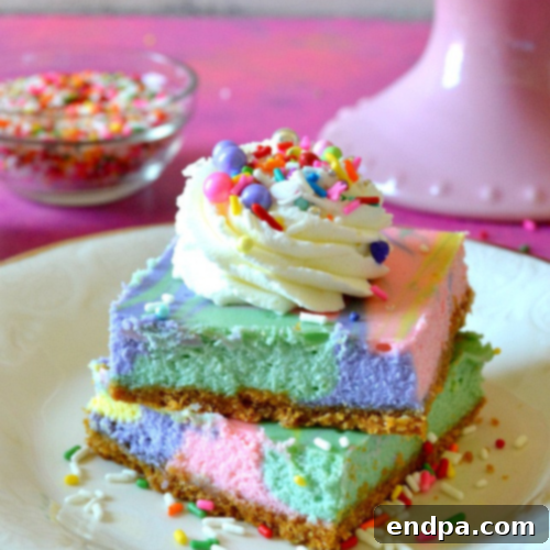 37 Whimsical Unicorn Treats 4 No-Bake Rainbow Unicorn Cheesecake Bars