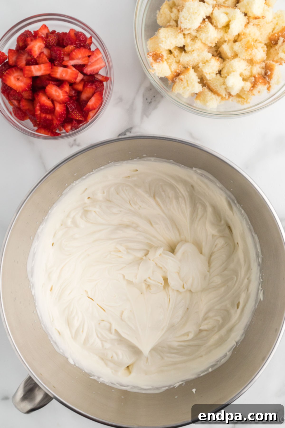 Heavy cream beat until fluffy.